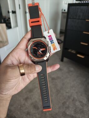 Men's Black & Orange Sport Digital Watch